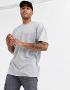 Asos Design Oversized Longline T-shirt With Crew Neck In Gray Marl