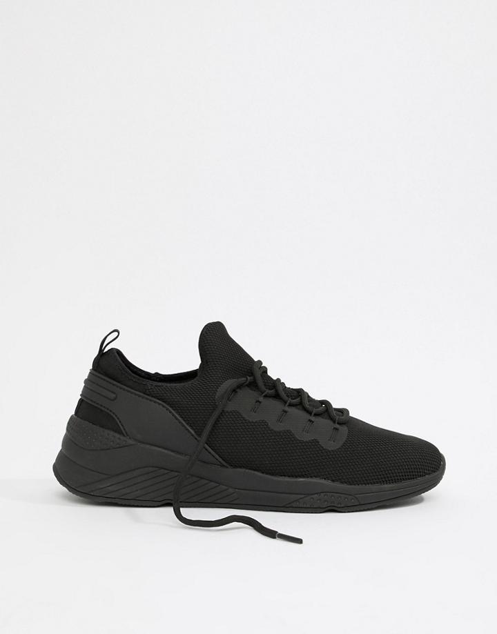 Asos Design Sneakers In Black Mesh - Black