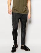 Asos Super Skinny Joggers With Silver Thread - Black