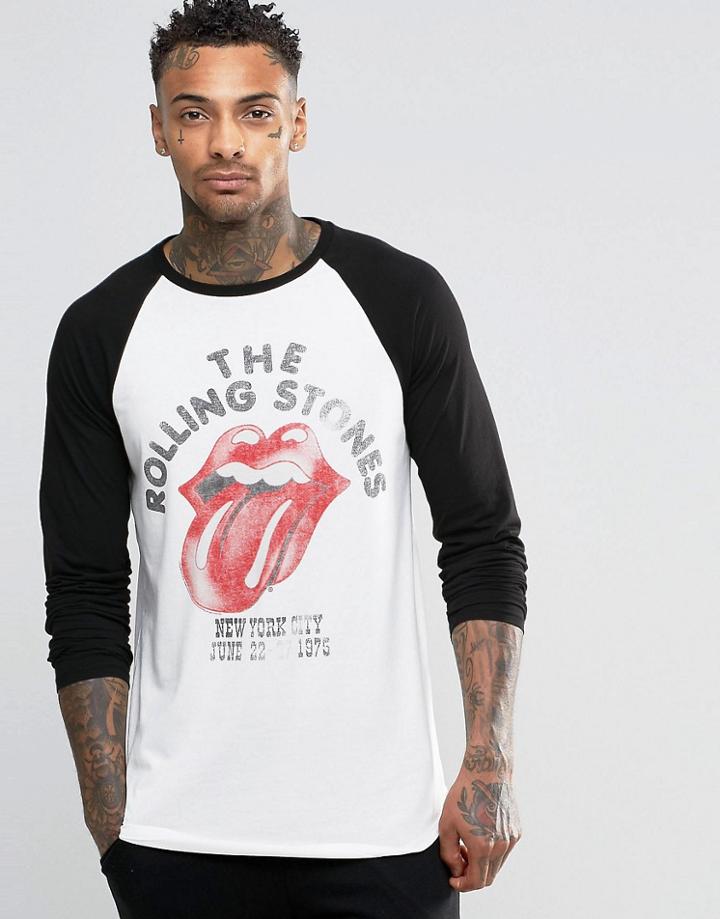 Asos Rolling Stones Long Sleeve T-shirt With Contrast Raglan Sleeves