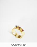 Mirabelle Gold Plated Textured Ring With Garnet - Gold