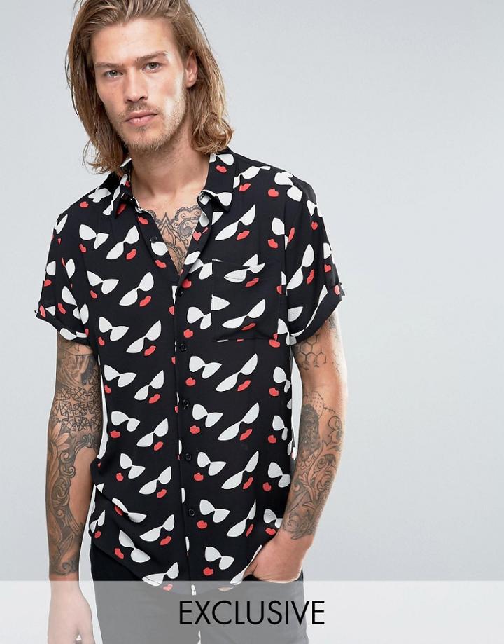 Reclaimed Vintage Party Shirt In Reg Fit - Black