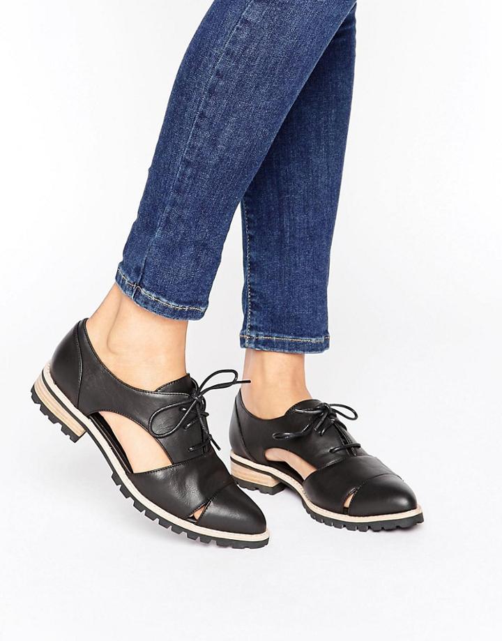 Aldo Lace Up Flat Shoes - Black