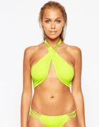 Asos Cross Wrap Multi Strap Halter Bikini Top - Green