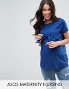 Asos Maternity Nursing Tie Front T-shirt - Navy