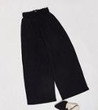 Asos Design Tall Culotte Pants With Shirred Waist-black