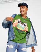 Asos Actual Oversized T-shirt With Nature Graphic Logo In Green