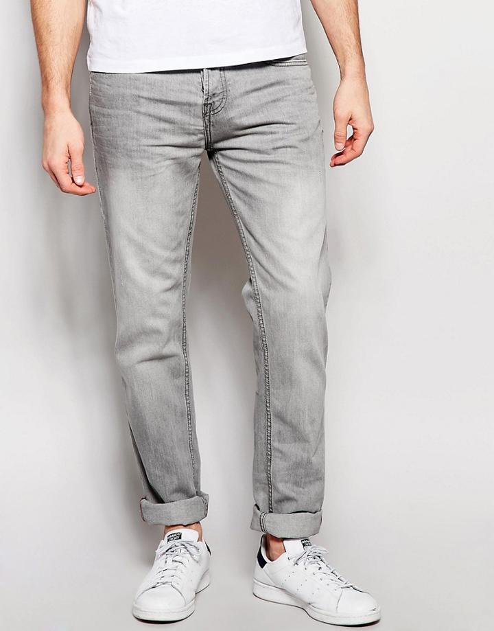 Pull & Bear Slim Jeans In Gray - Gray