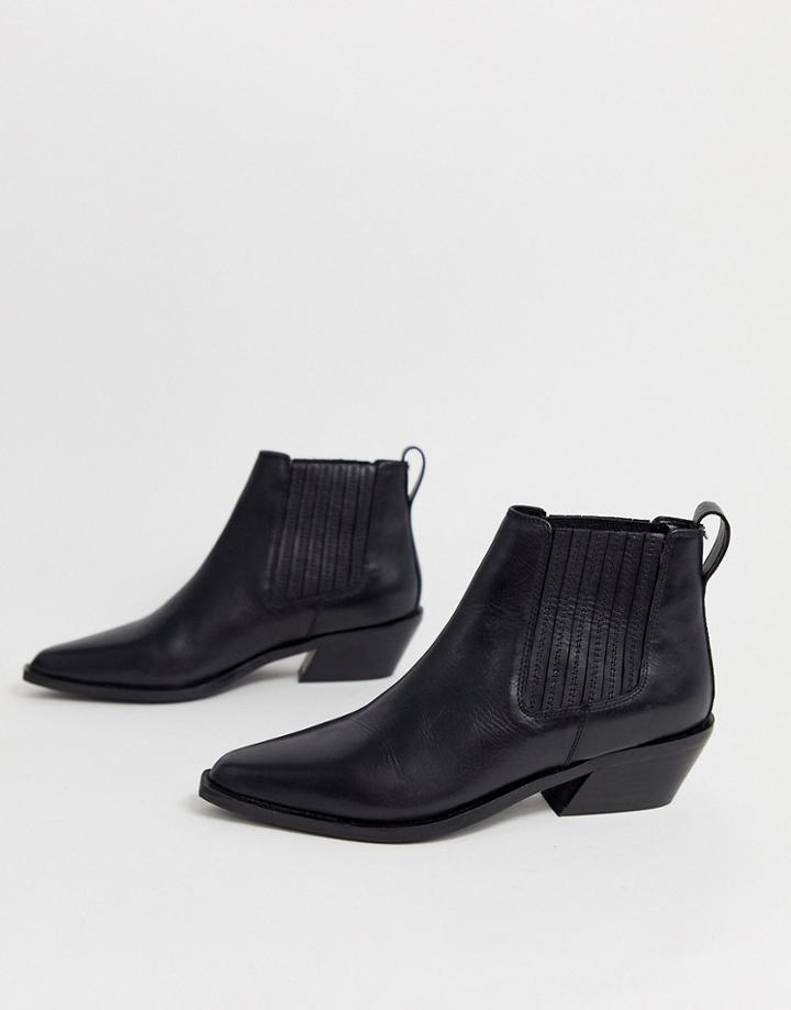 Asos Design Adelaide Leather Western Chelsea Boots In Black