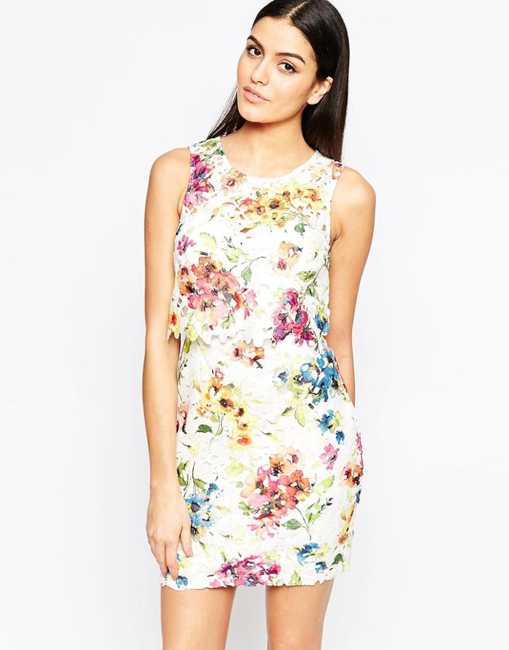 Lipsy Shift Dress In Floral Lace - Floral
