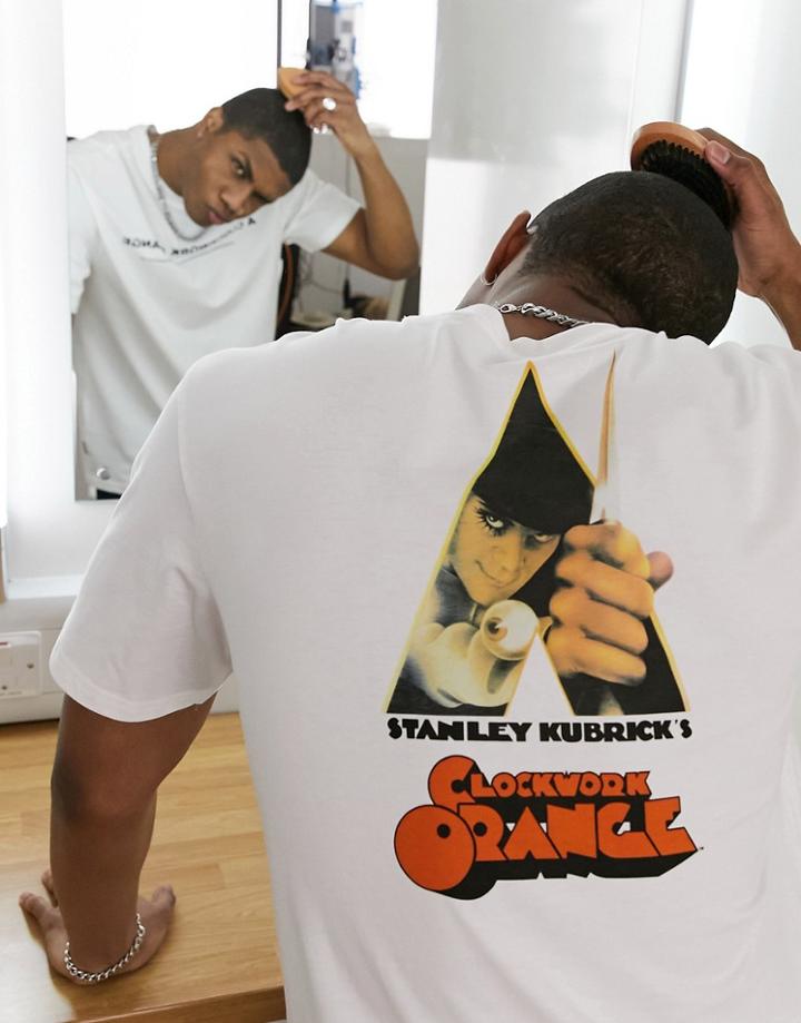 Only & Sons Oversize T-shirt With Clockwork Orange Back Print In White