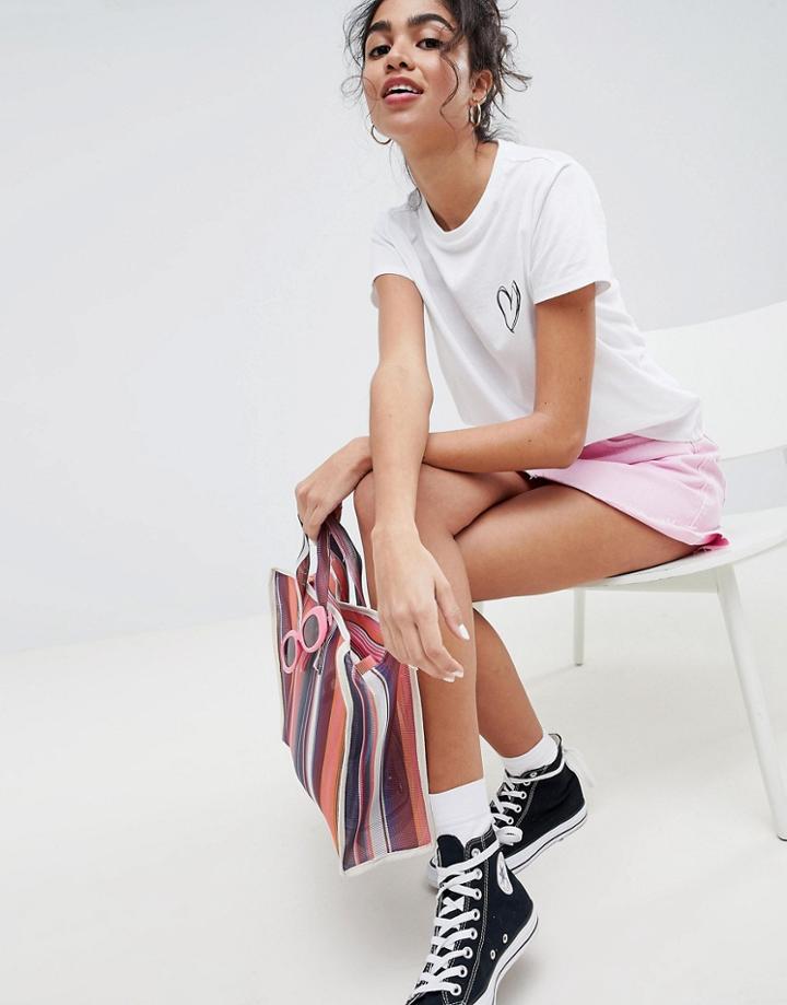 Asos Design T-shirt With Scribble Heart - White