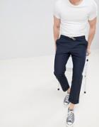 For Poplin Pants With Drawstring In Navy - Blue
