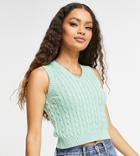 Topshop Petite Cable Knit Tank Top In Green