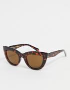 A.kjaerbede Stella Womens 70s Oversized Cat Eye Sunglasses In Brown Tort