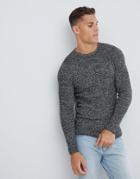Selected Homme Knitted Sweater In Twisted Yarn Cotton - Black