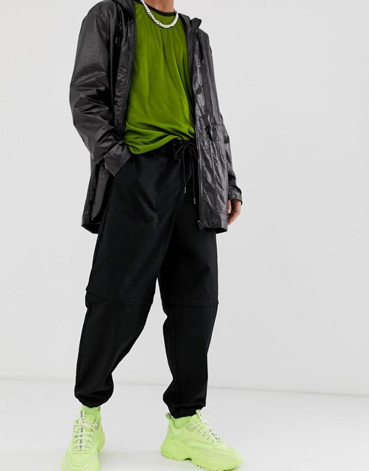 Asos Design Tapered Sweatpants In Black With Detachable Legs