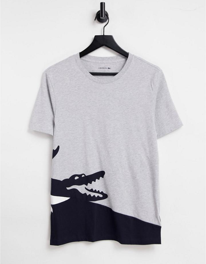 Lacoste Large Croc Logo Lounge T-shirt In Gray Suit 10