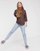 Asos Design Long Sleeve Relaxed Shirt In Floral Print-multi
