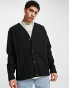 Topman Plain Baseball Shirt In Black