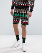 Asos All Over Holidays Design Knitted Shorts - Multi
