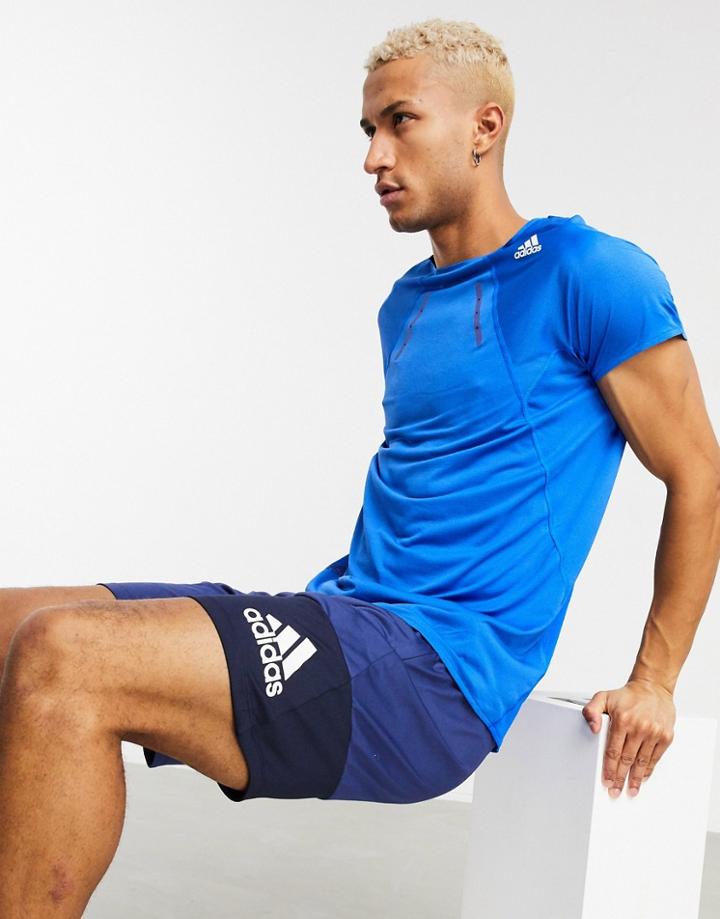 Adidas Running T-shirt In Blue-blues