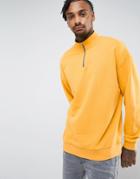Asos Oversized Half Zip Track Top In Yellow - Yellow