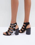 Asos Design Tasmania Western Strappy Heeled Sandals - Black