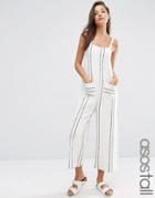 Asos Tall Cami Jumpsuit With Culotte Leg In Stripe