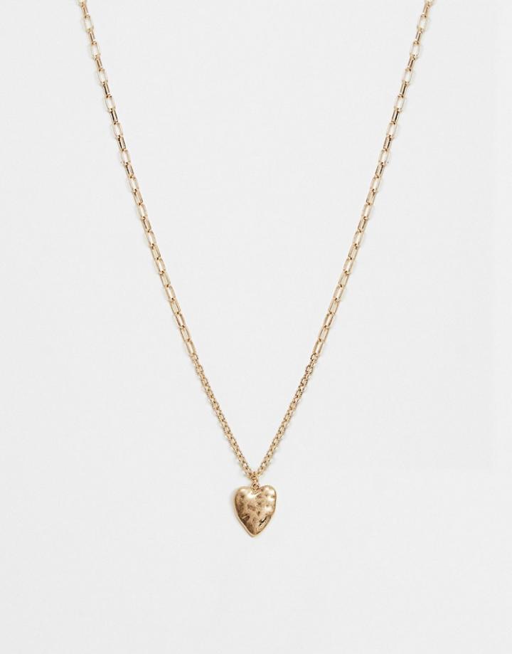 Allsaints Heart Pendant Necklace In Gold