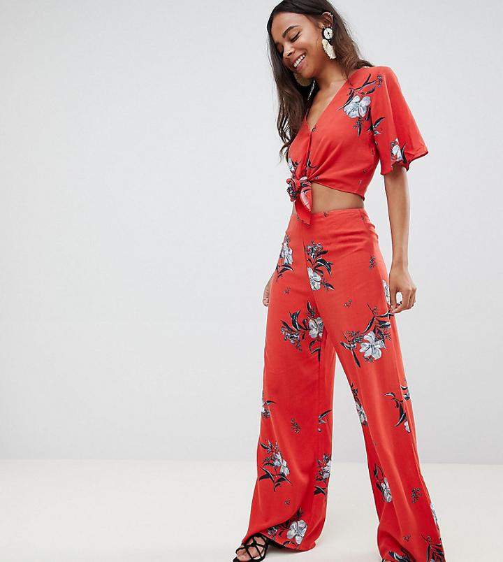 Miss Selfridge Petite Floral Printed Wide Leg Pants - Multi