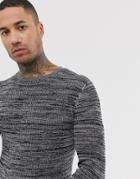 Asos Design Knitted Mesh Sweater In Silver Metallic Yarn