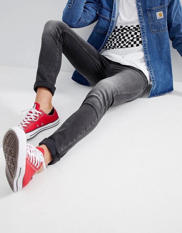 Just Junkies Skinny Jeans In Gray Wash-black