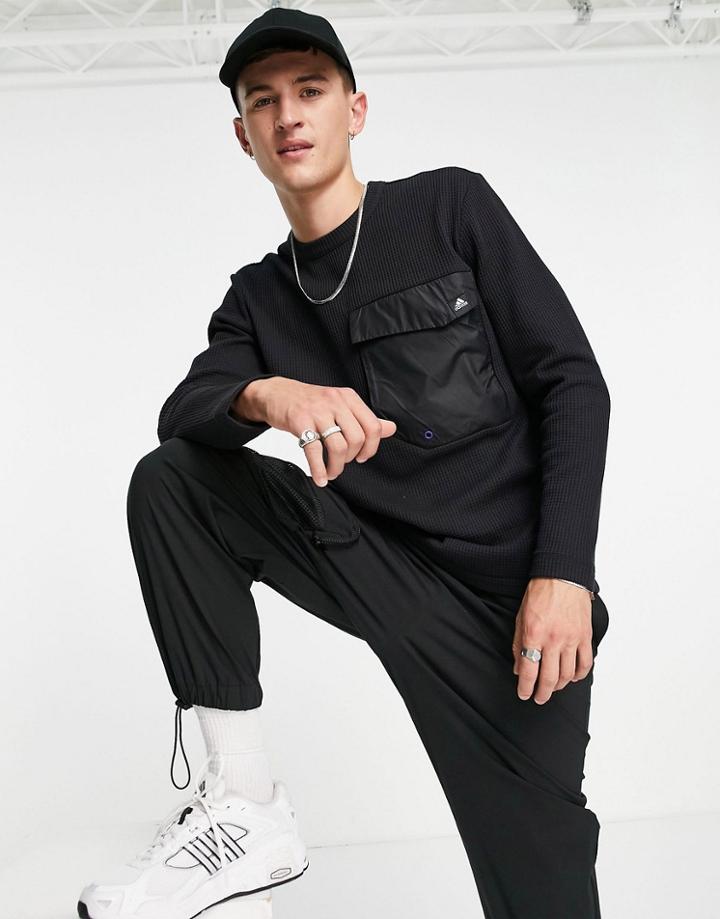 Adidas Utility Long Sleeve Top With Pocket Detail In Black