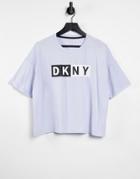 Dkny Two Tone Cropped T-shirt In Lake-purple
