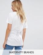New Look Maternity Lace Up Back Tee - White
