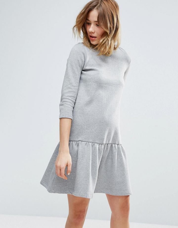Ganni Rose Isoli Dropped Waist Jersey Dress - Gray