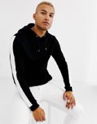 Asos Design Hoodie In Black With White Side Stripes
