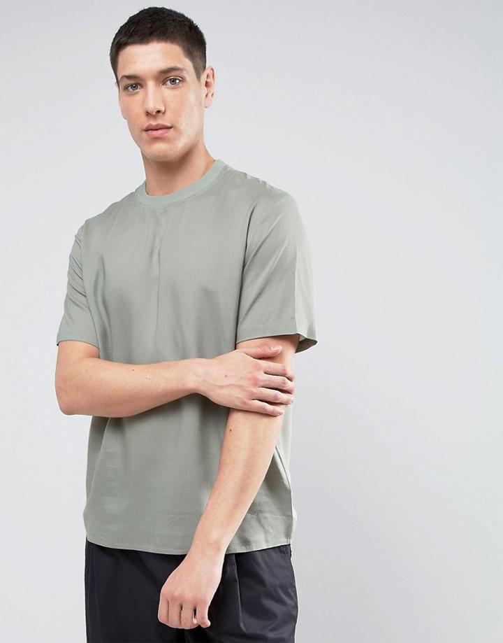 Asos Oversized Woven Viscose T-shirt In Sage - Green