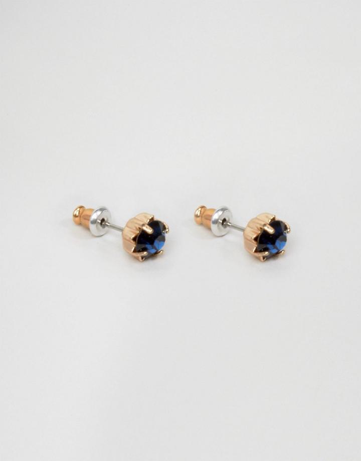 Asos Crystal Stud Earrings In Blue - Blue