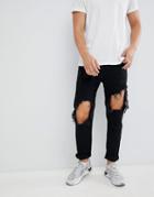 Diesel Mharky 90s Fit Ripped Jeans 084wr - Black