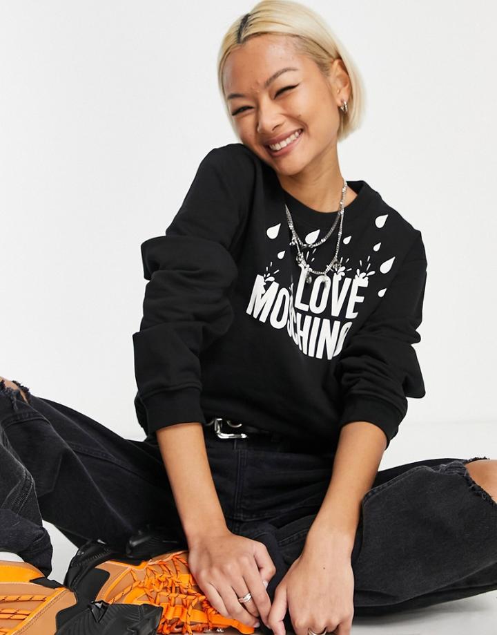 Love Moschino Raindrop Logo Sweatshirt In Black