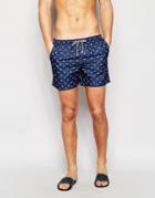 Brave Soul Flamingo Swim Shorts In Navy - Blue