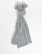 Farah Logo Cable Knit Scarf In Gray