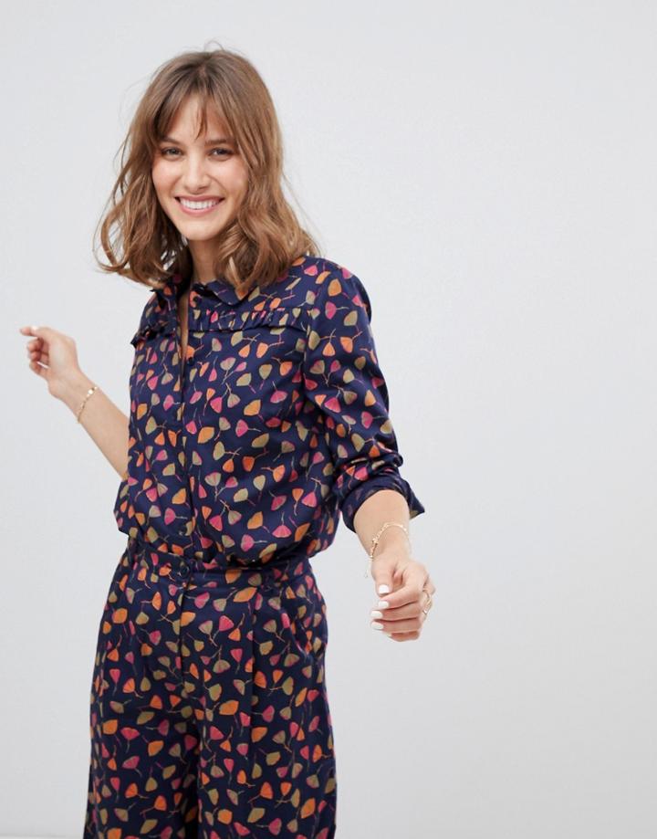 People Tree X V & A Organic Cotton Shirt In Poppy Print - Multi