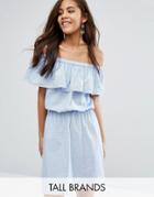 Vero Moda Tall Ruffle Off The Shoulder Dress - Blue
