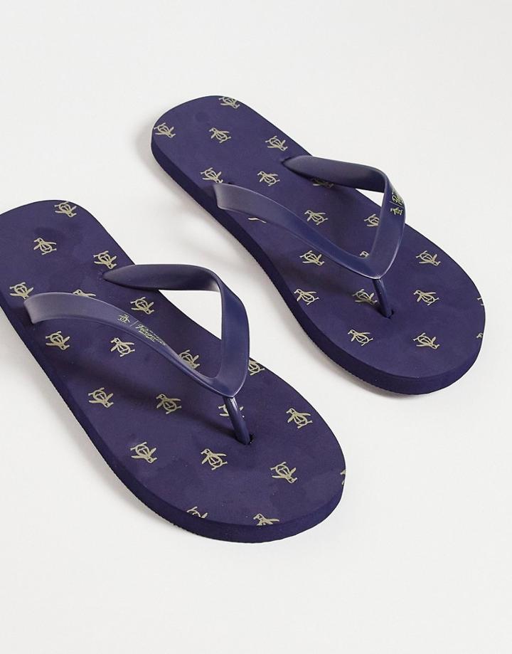 Original Penguin Pool Side Flip Flops In Navy