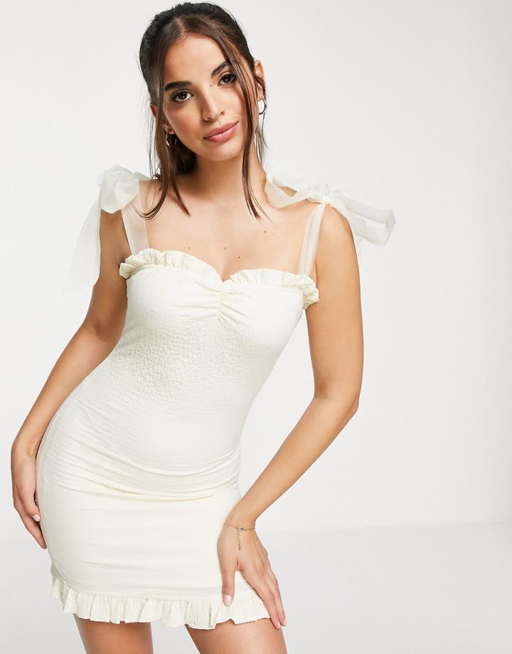 Skylar Rose Sweetheart Neckline Mini Dress In Beige-neutral