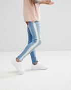 The Couture Club Skinny Jeans In Blue With Side Stripe - Blue