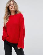 Brave Soul Mode Fisherman Sweater With Exaggerated Sleeve - Red